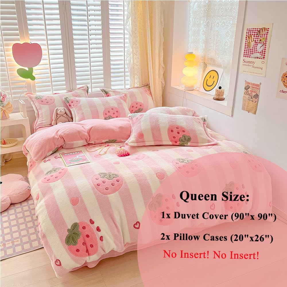 Kawaii Twin Duvet Cover Set â€?Soft Reversible Bedding with Fluffy Comforter Cover