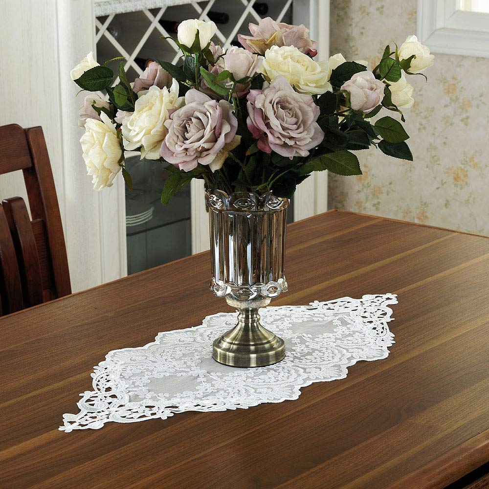 Rectangle Table Runner Lace Macrame Embroidered Table Runners with Exquisite Vintage Shabby Chic