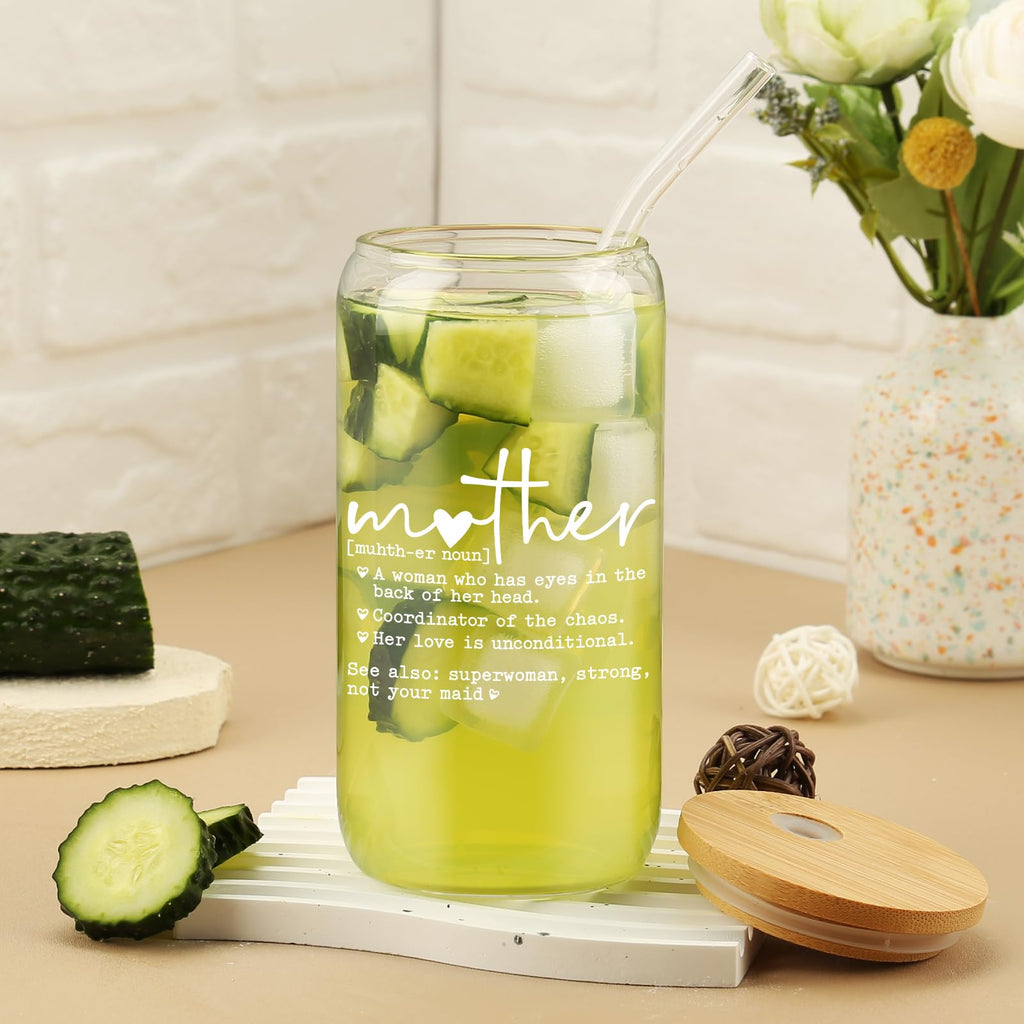 Cherry Bow Cup, Birthday Gifts for Women, Girly Gifts for Her, Sister, Mom, Colleague - 16 OZ Glass Tumbler with Straw & Lid, Coquette Iced Cup