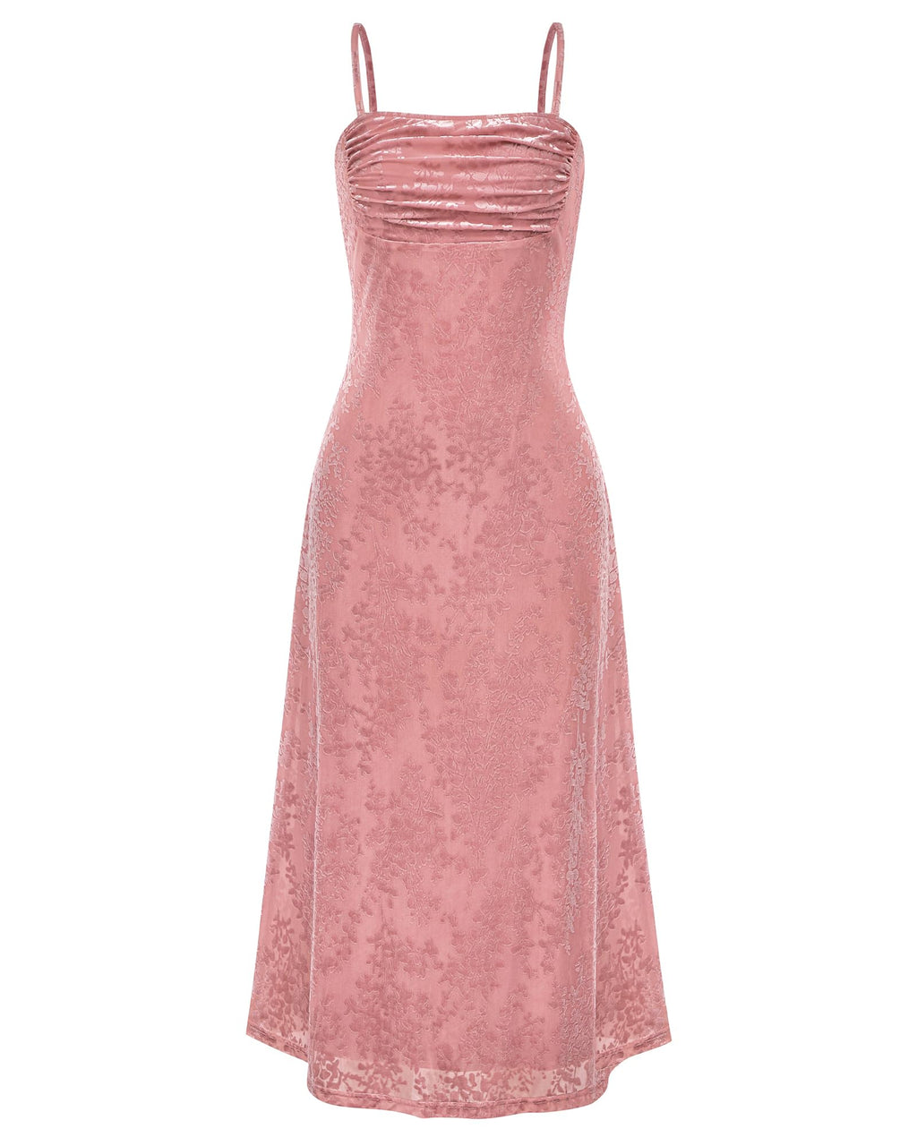 Women's Sleeveless Spaghetti Strap Midi Sexy Cowl Neck Floral Dress