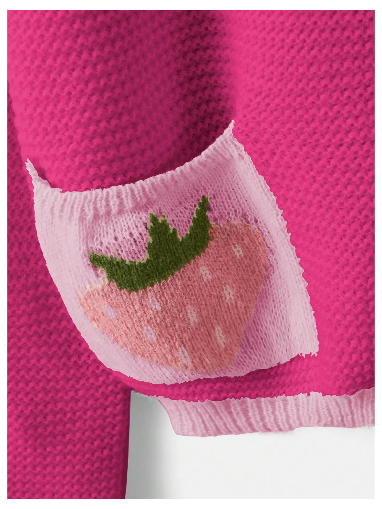 Women's Strawberry Pattern Open Front Bishop Sleeve Casual Cardigan