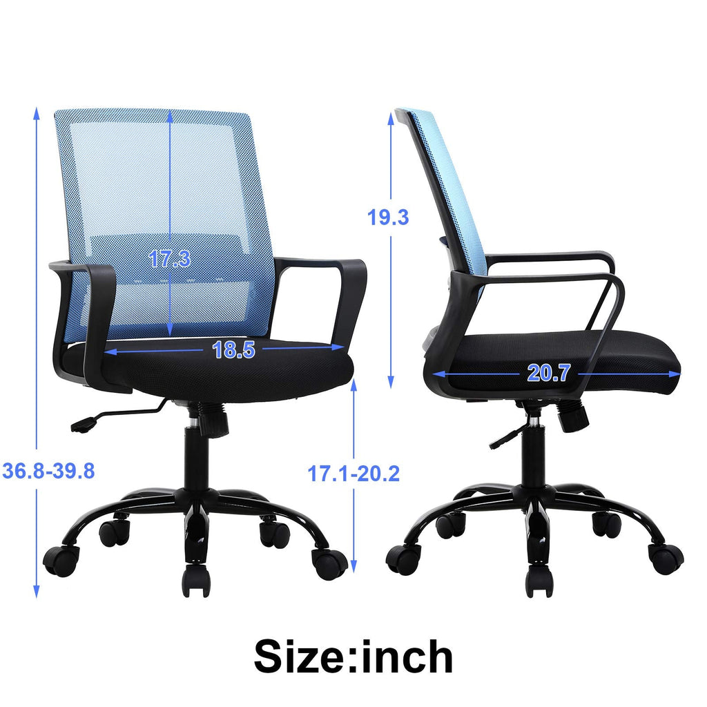 Mid Back Chair with Armrest and Back Support, Modern Executive Adjustable Rolling Swivel Task Chair Comfortable Mesh Chair