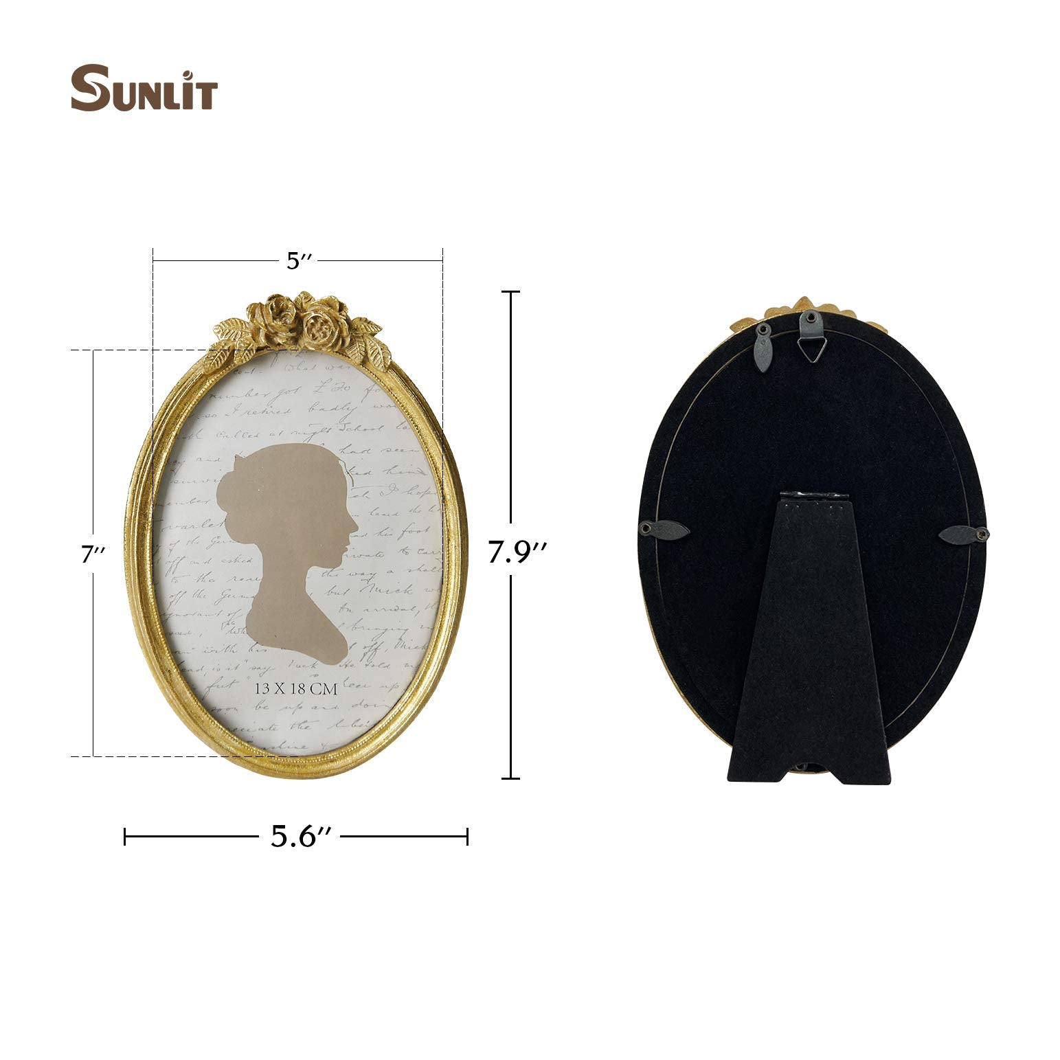 Vintage Picture Frame, Oval Antique Photo Frames with Glass Front, Luxury Photo Display, Tabletop Wall Hanging