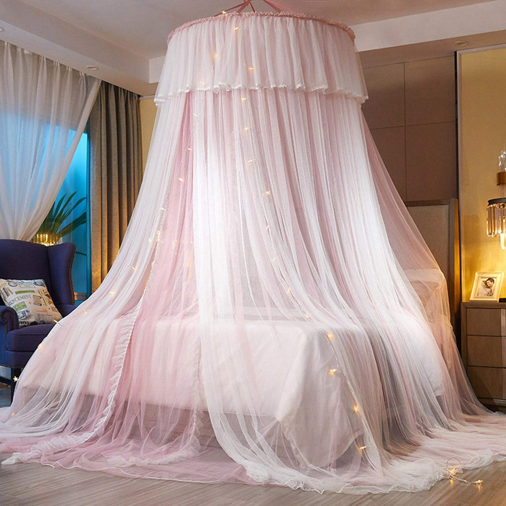 Princess Bed Canopy Bed Canopy Curtain- Double Layer Sheer Mesh Dome Bed Curtain