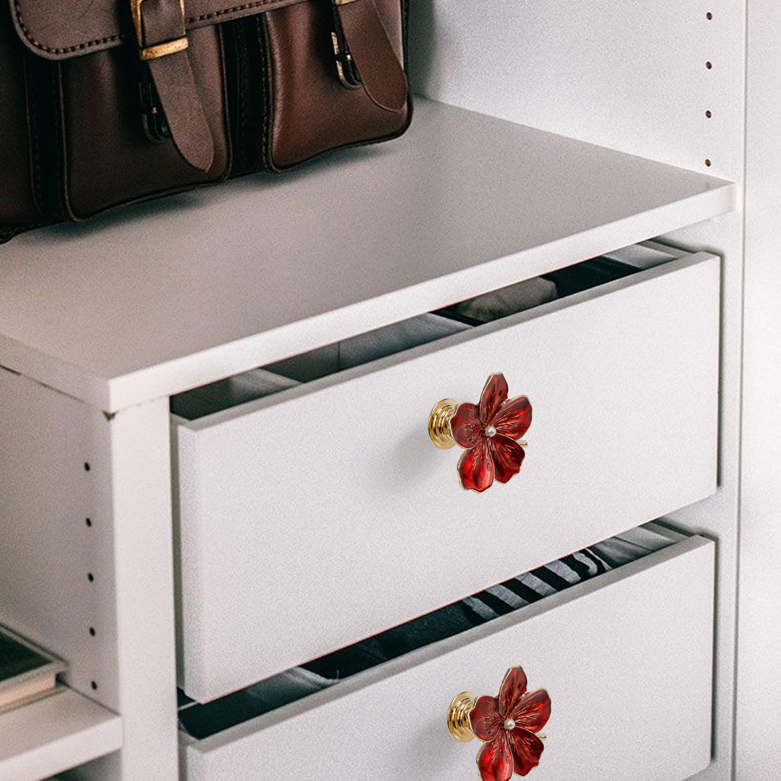 Flower Metal Knobs for Drawer, Dresser, Mounting Screws, 4 PCS 1.7inch