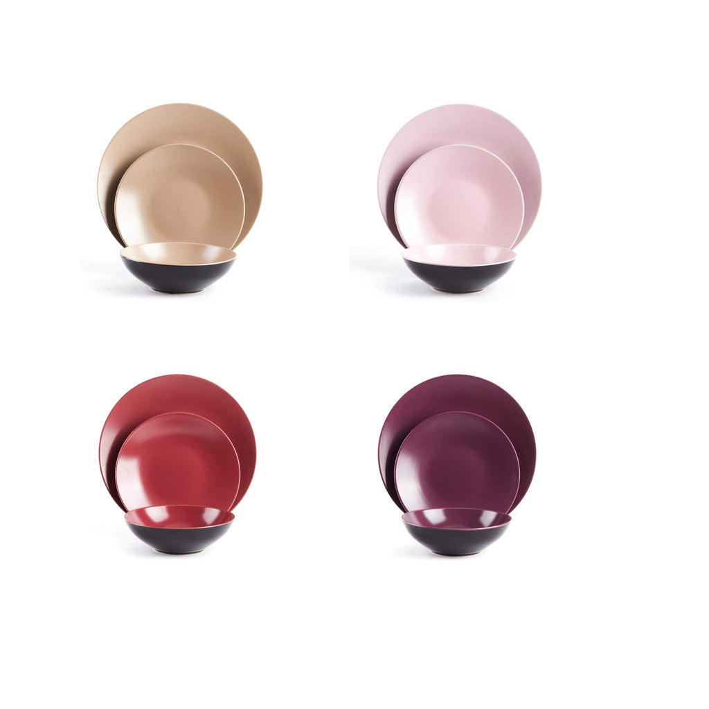 Stoneware Two-Tone Colors Life 12pc Dinner Set