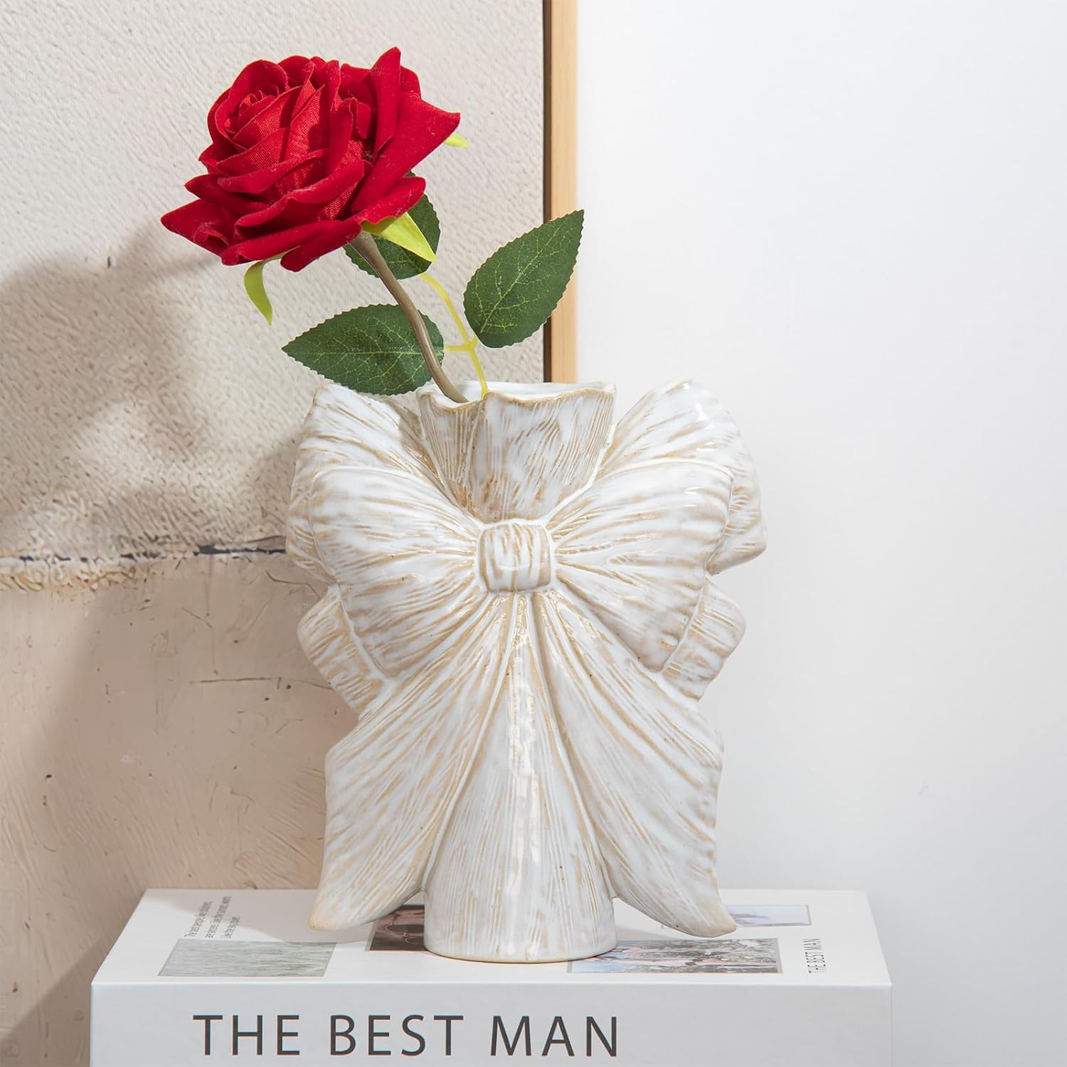 Cute Boho Beige White Vase Ceramic Bouquet Bud Flower Vase