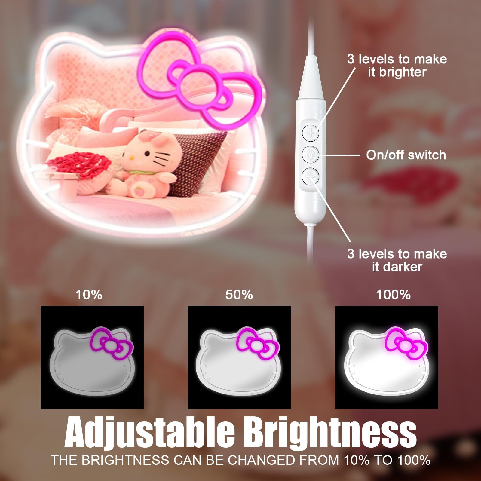 Hello Kit Mirror with Light Neon Signs for Wall Decor