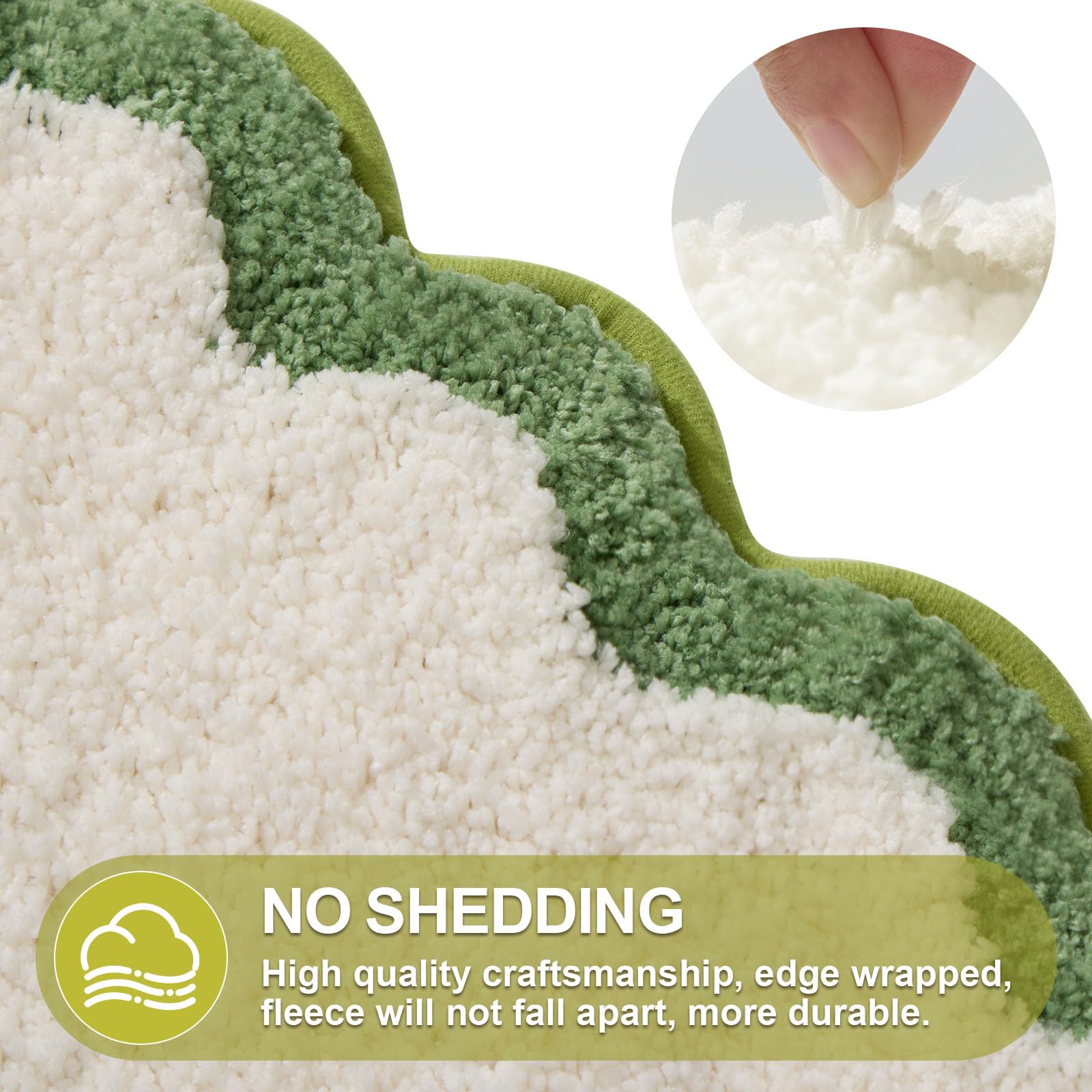 Cute Scalloped Bath Mat, Fun Plush Microfiber Scallop Bathroom Rugs Non Slip Washable Quick Dry Absorbent