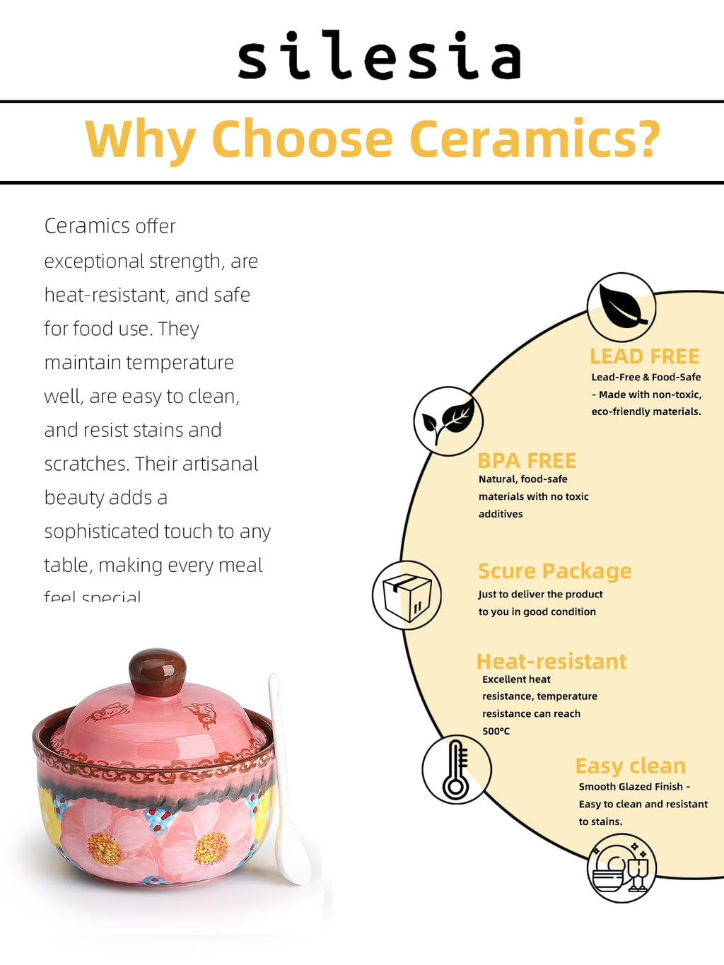 Handmade Sugar Bowl with Lid and Spoon, 10 Ounce Ceramic Hand-Painted Sugar Jar for Kitchen Oven, Dishwasher & Microwave Safe, Glazed