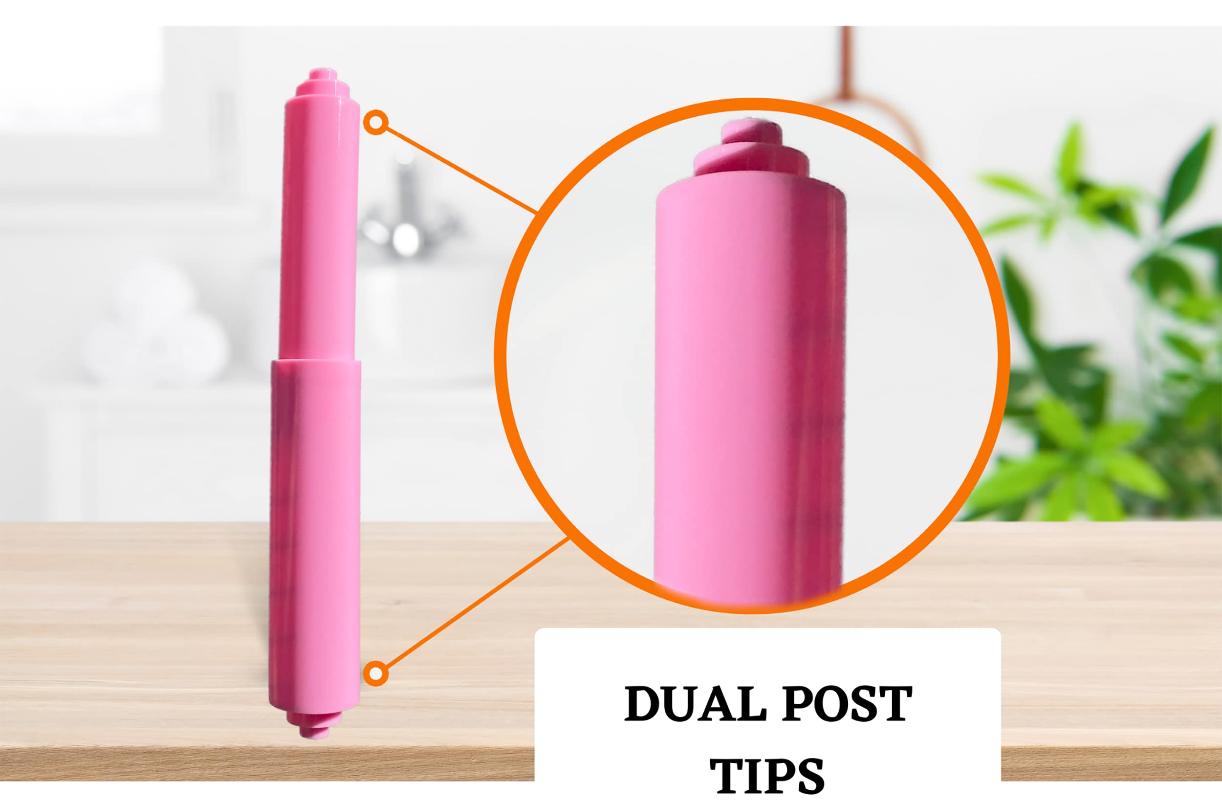 Pink Toilet Paper Roller Holder (7 Inch) - Plastic (Spring Loaded) Replacement Spindle Rod