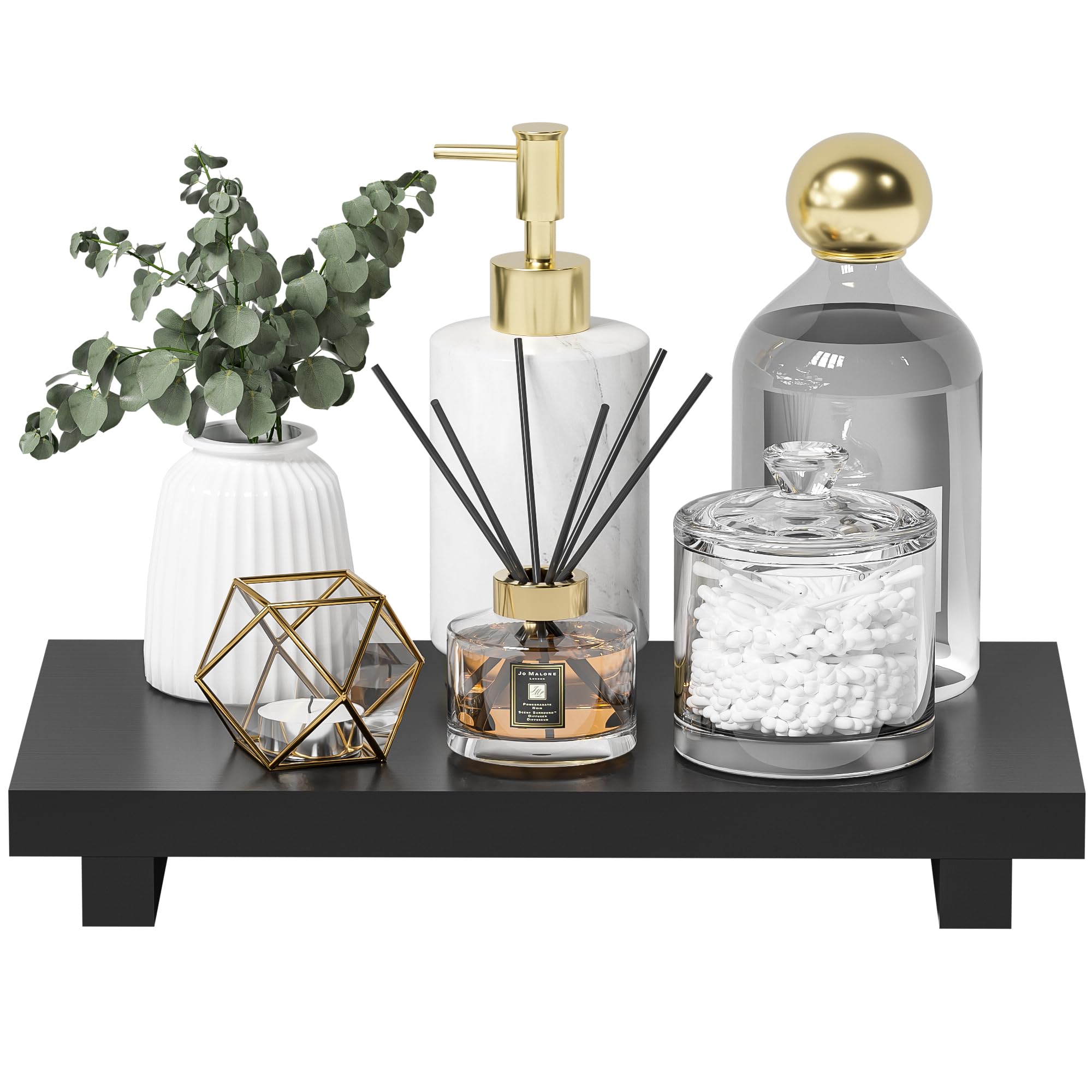 Tray Decor Bamboo Pedestal Stand Risers for Display Decorative, Sink Tray for Kitchen Decor and Accessories, Soap Dish Holder Kitchen Counter Tray 8.7" x 3.5" x 1.6"