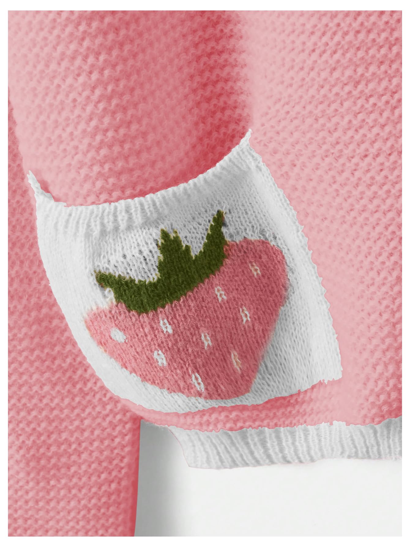 Women's Strawberry Pattern Open Front Bishop Sleeve Casual Cardigan