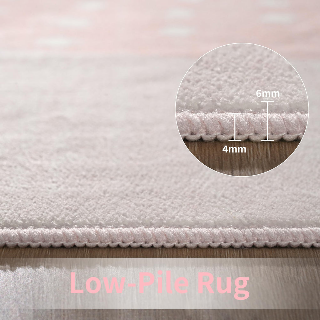 Faux Wool Boho Floral Area Rug Abstract Print Soft Carpet, TPR Non-Slip Backing, Machine Washable Low Pile Rug