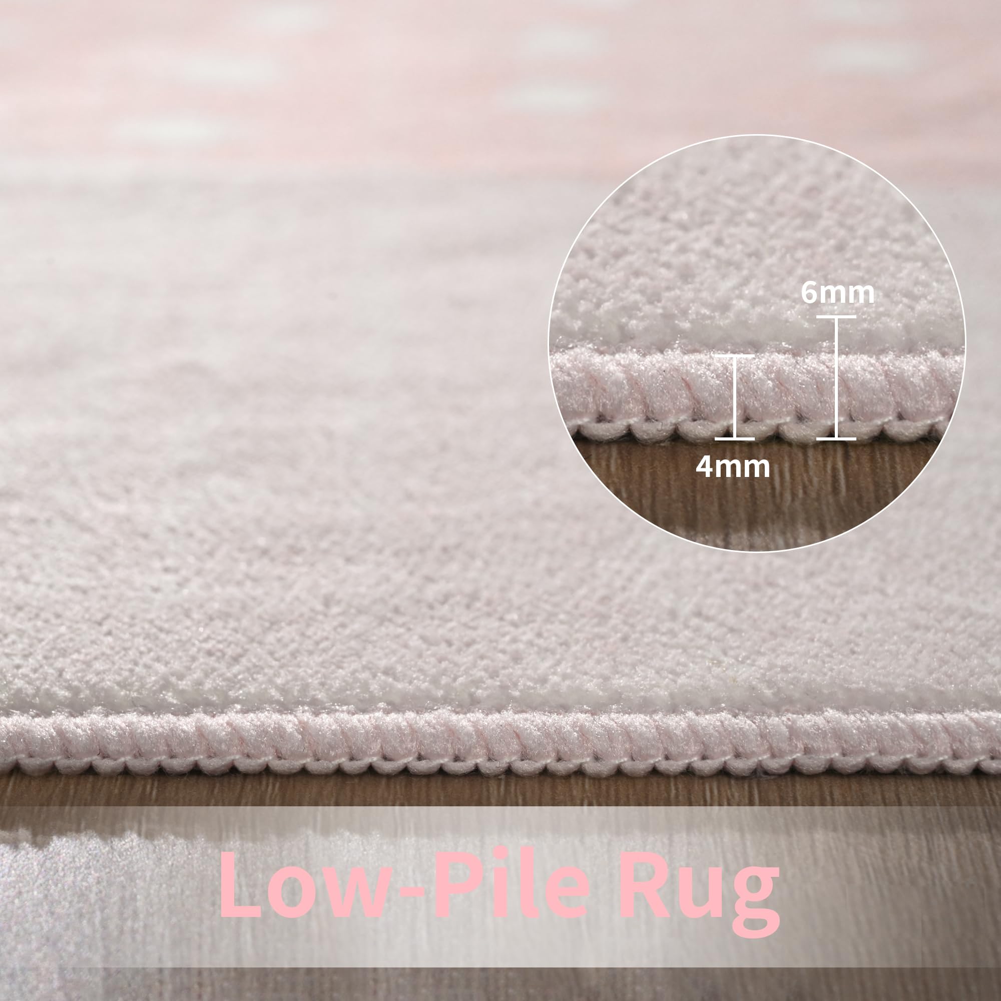 Faux Wool Boho Floral Area Rug Abstract Print Soft Carpet, TPR Non-Slip Backing, Machine Washable Low Pile Rug