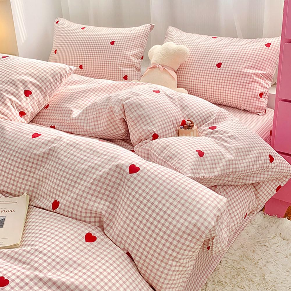 Duvet Cover Printed Bedding Set 3Pcs Girls Kawaii Pattern Comforter Cover with Zipper Closure Soft Breathable Microfiber