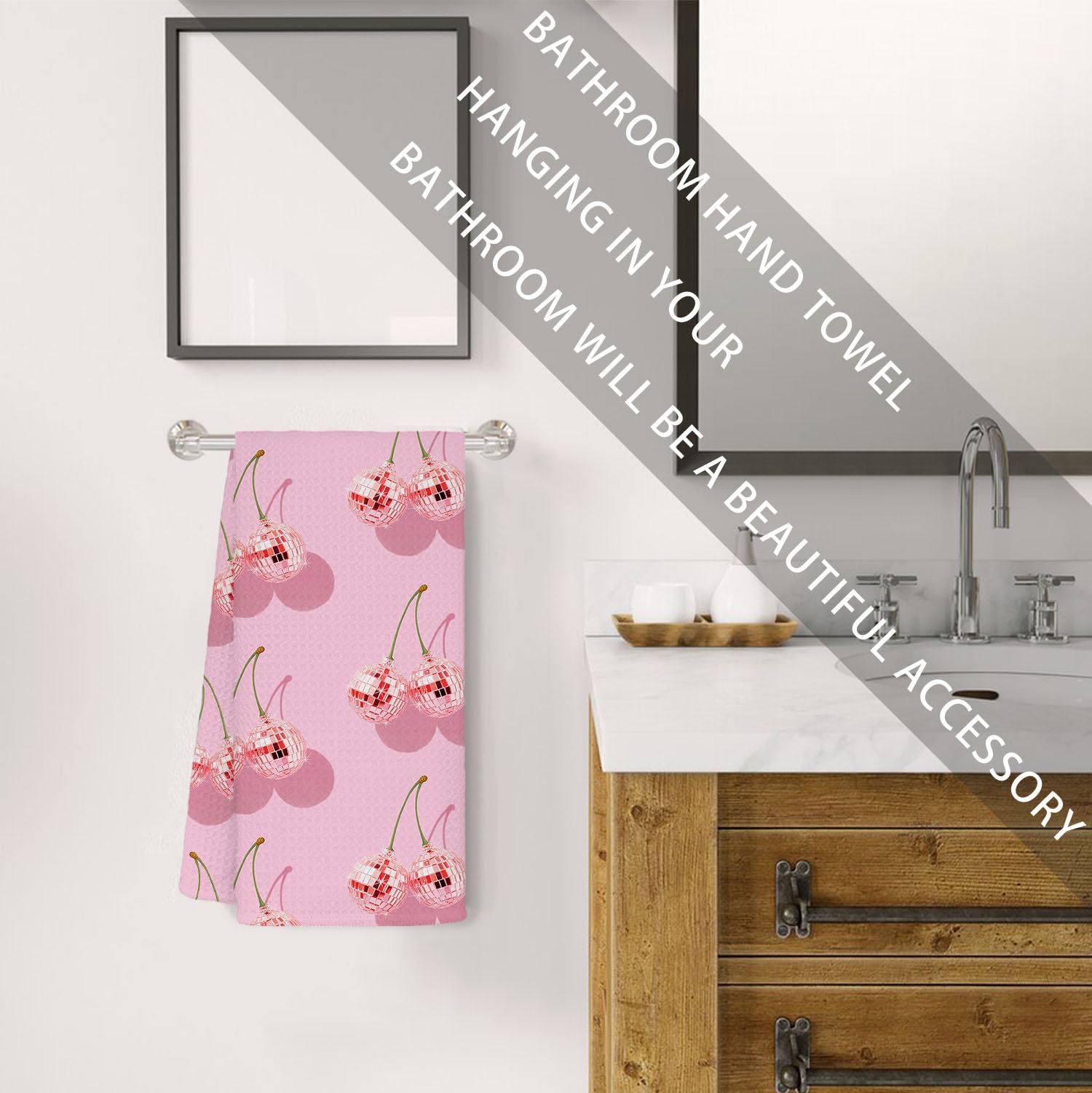 Retro Bathroom Kitchen Decor, Preppy Hand Dish Tea Towels 16×24 Inch