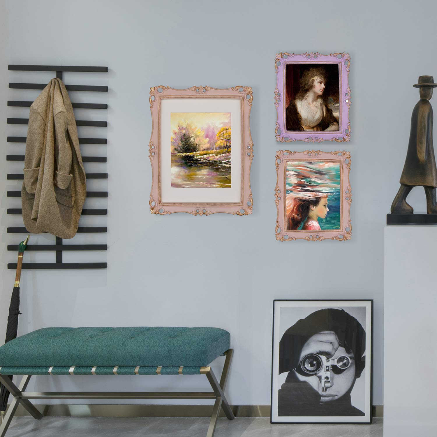 Picture Frame Antique Frame 8x10 Vintage Photo Frames 11 x 4 in with Gold Trim, Wall and Tabletop Picture Frames