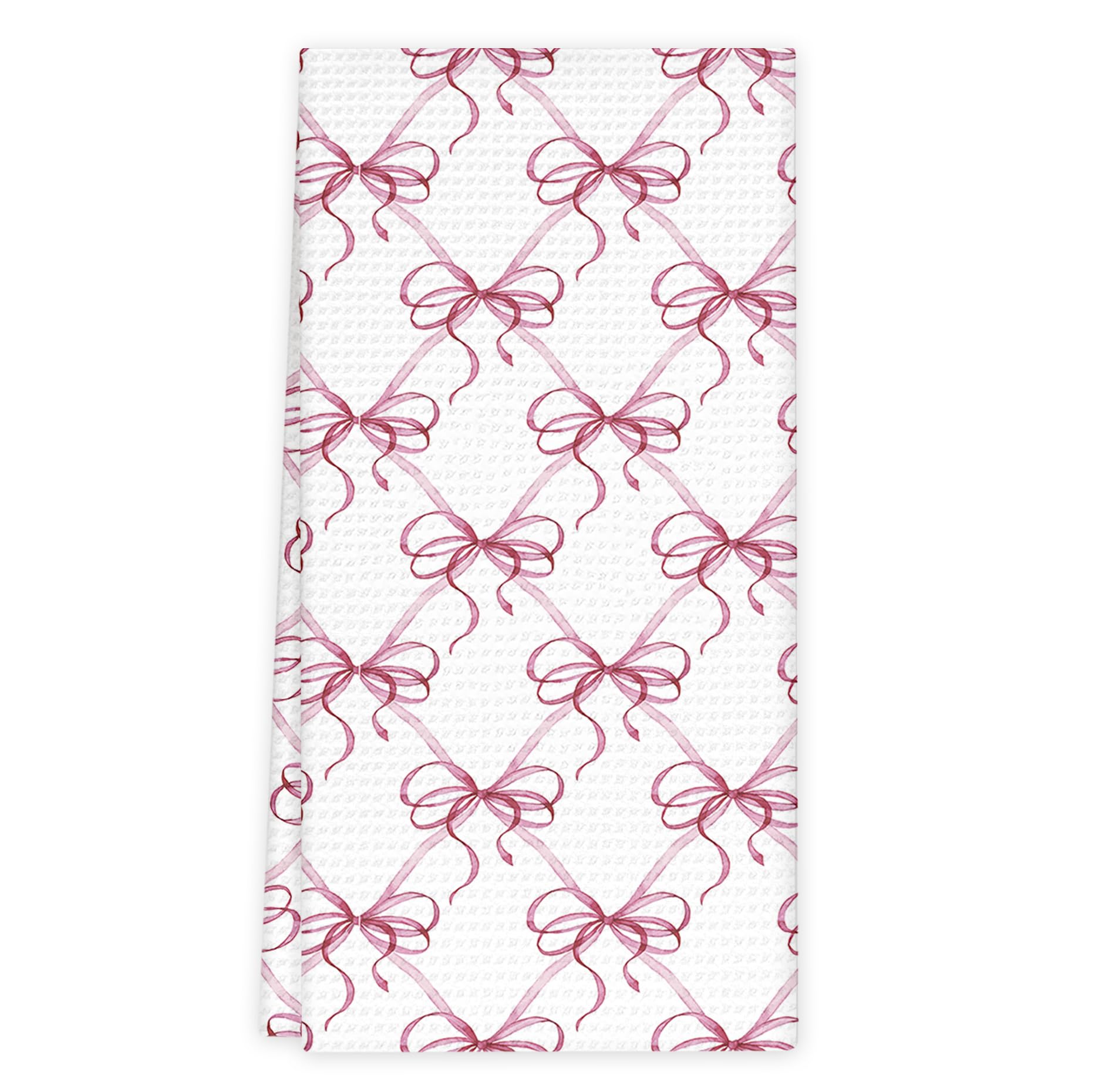 Girly Pink Bow Coquette Preppy Towel, 16x24 Inch