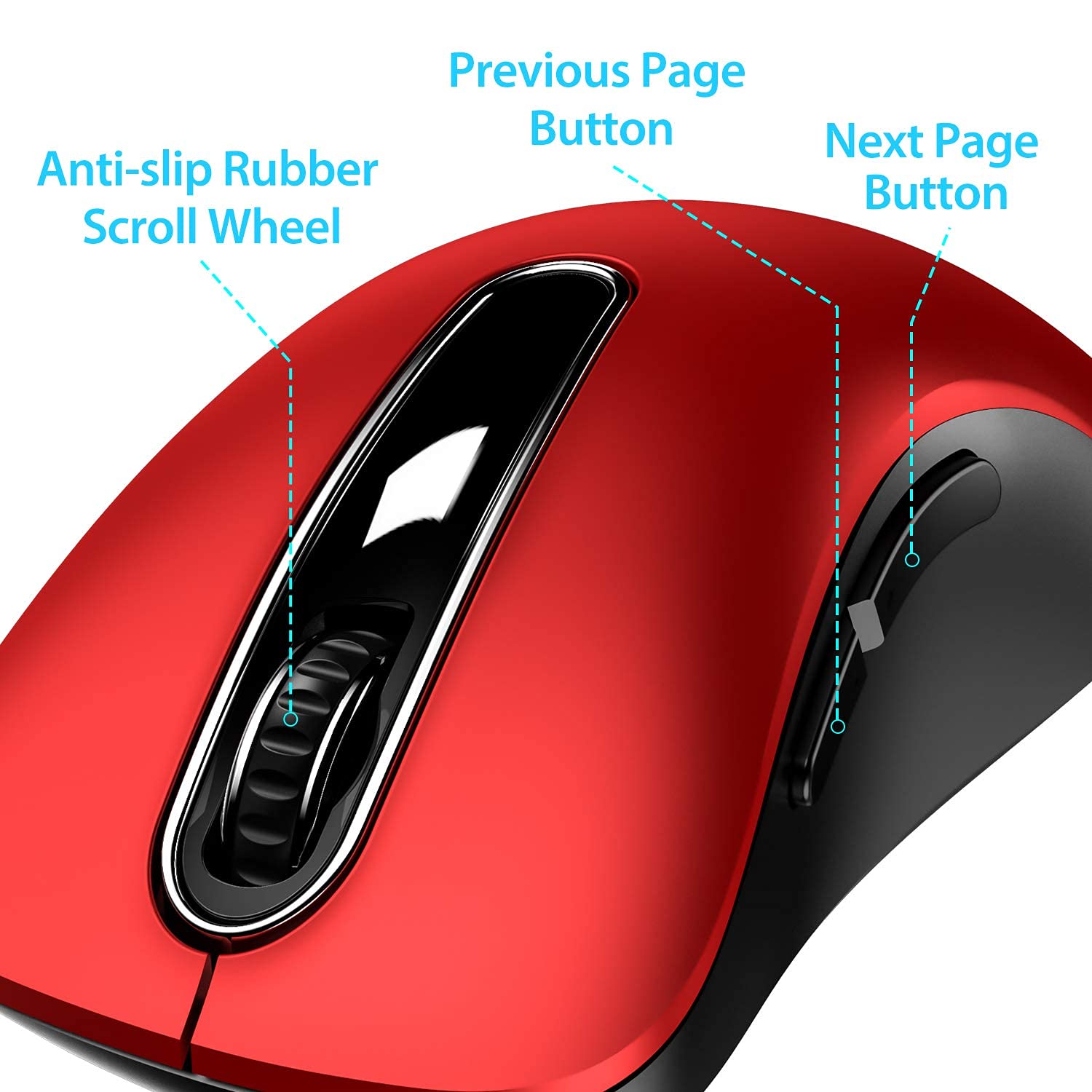 Portable Computer Wireless Mouse for Laptop, PC, Desktop, MacBook, 5 Buttons