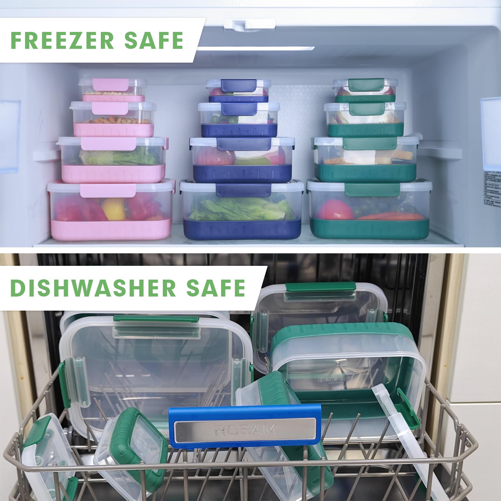 Plastic Food Storage Containers with Leakproof Locking Lids, Stackable Airtight Storage Containers BPA-Free & Freezer Safe, Non-slip Base, Set of 4 Pieces