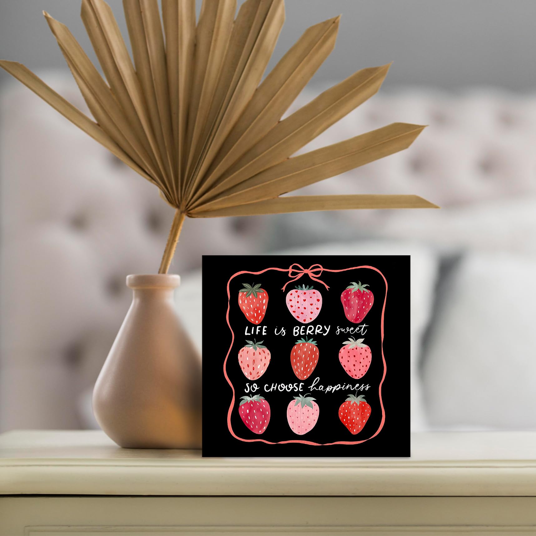 Coquette Summer Stawberry Wood Box Sign