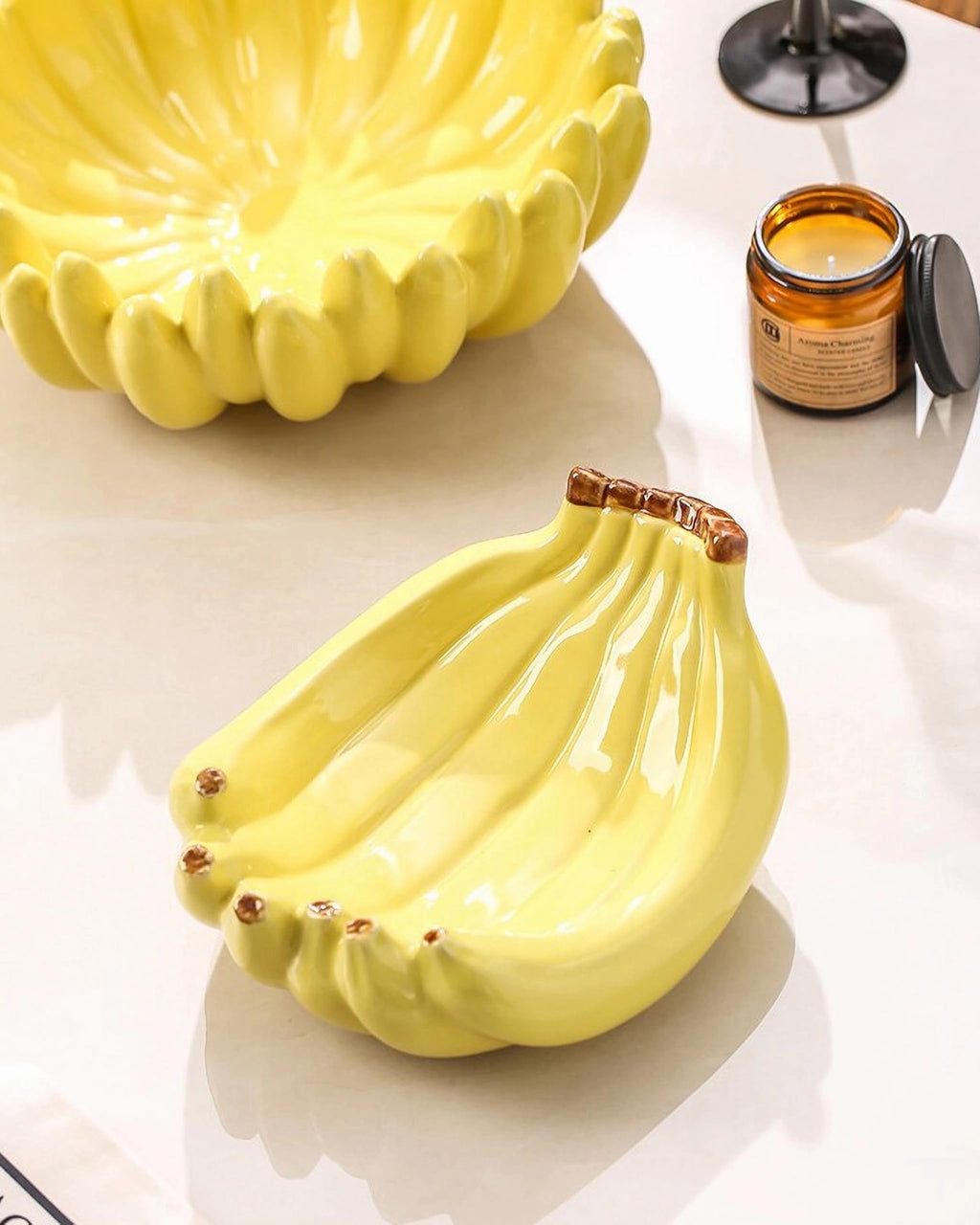 Ceramic Decorative Bowl Banana-Shaped Fruit Bowl