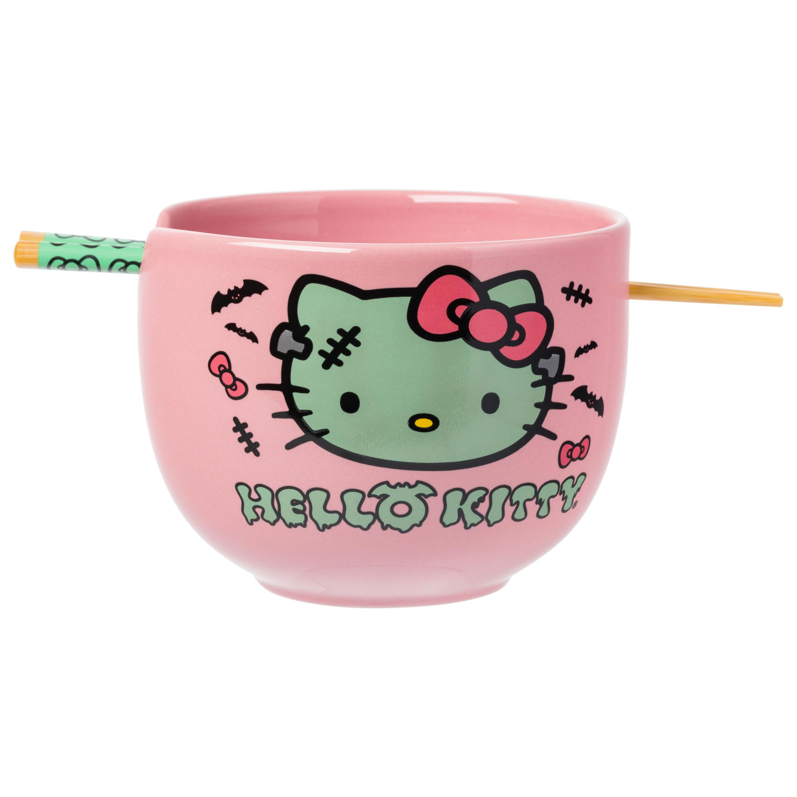 Ceramic Sanrio Hello Kitty Ramen Noodle Rice Bowl with Chopsticks, Microwave Safe