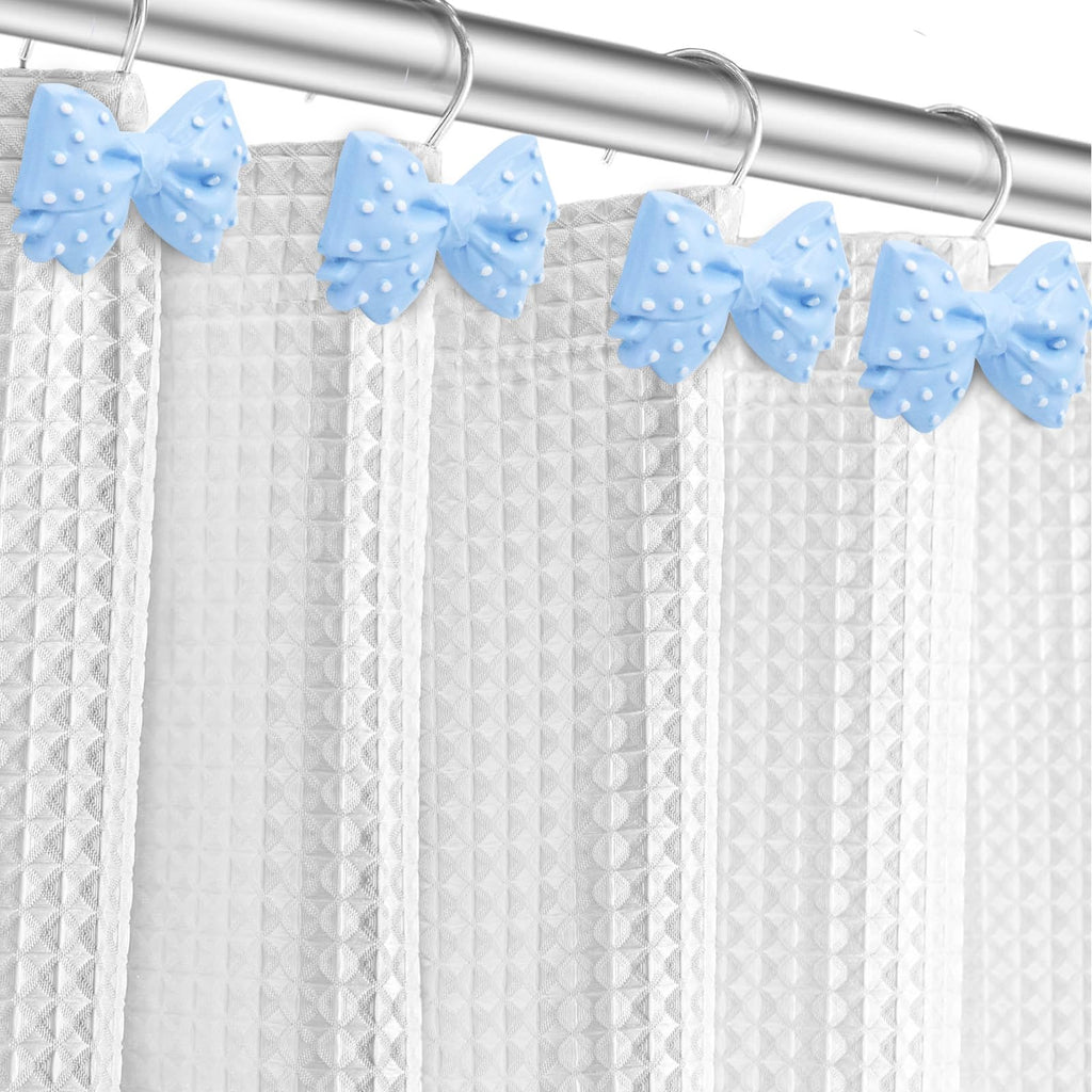 Decorative l Cute Bow Knot Polka Dots Shower Curtain Rings Decor Resin 12 Pcs