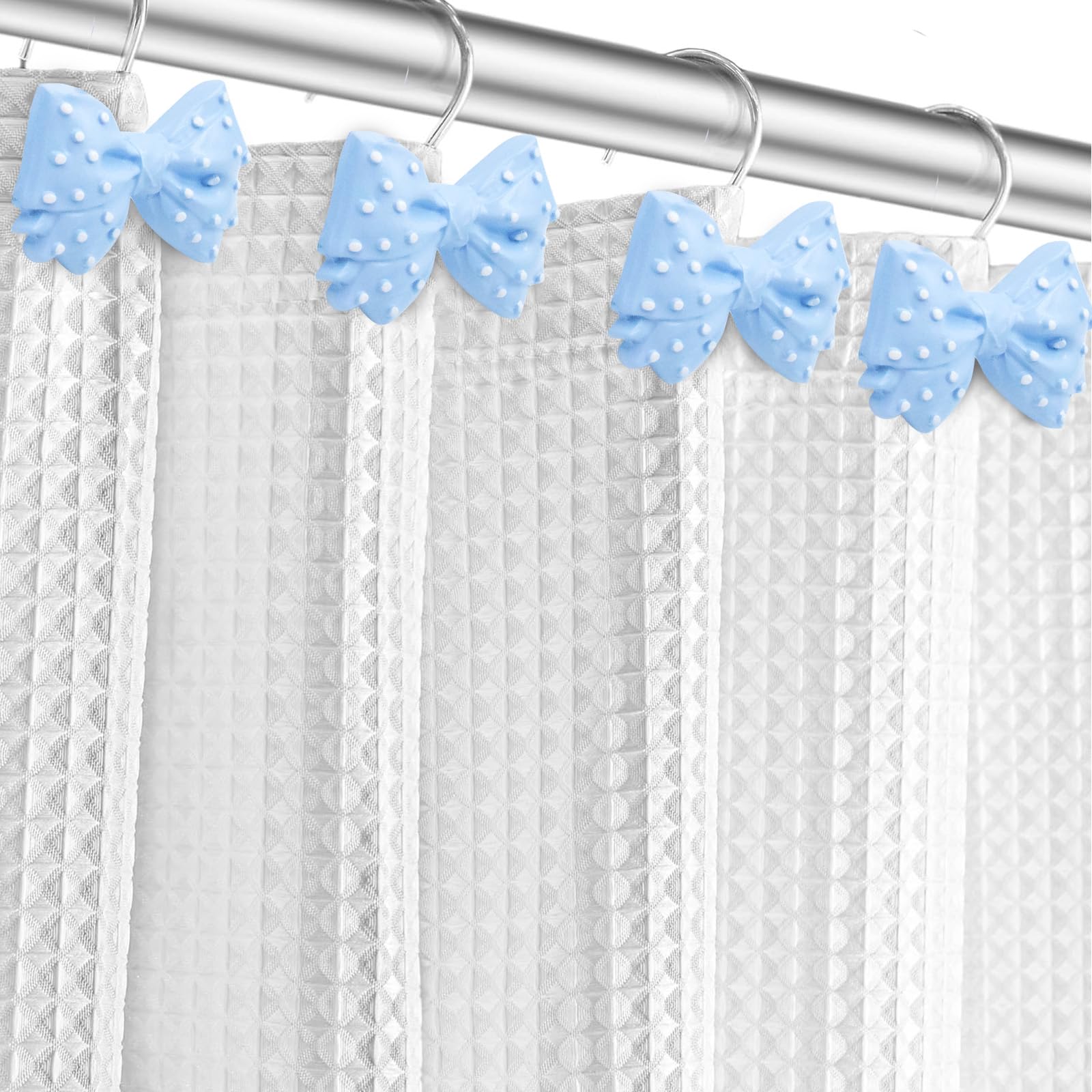 Decorative l Cute Bow Knot Polka Dots Shower Curtain Rings Decor Resin 12 Pcs