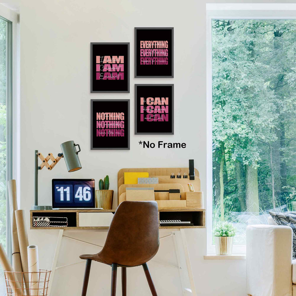 Set of 4 Inspirational Posters â€?Motivational Wall Art for Teen Girls & Women (8x10)