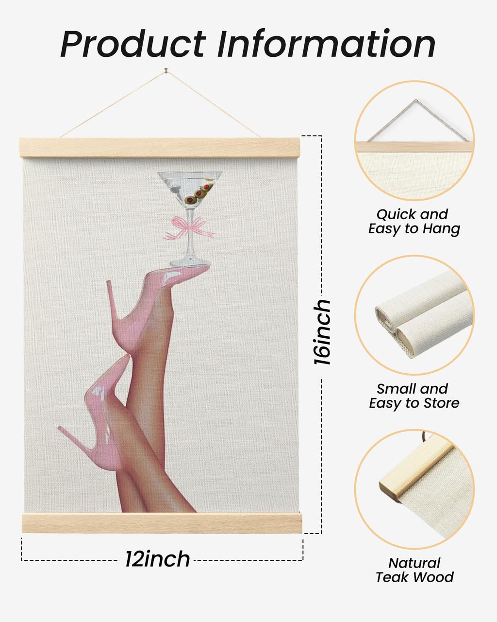 Trendy Preppy Poster Hanger Frame, Aesthetic Wall Art Decor