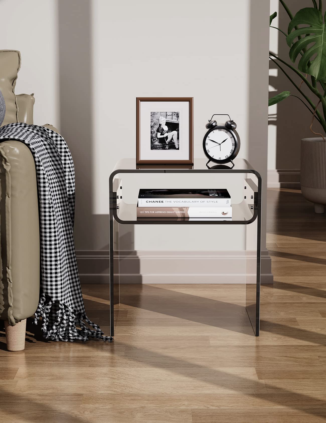 Clear Acrylic End Table 2-Tier Bedside nightstand