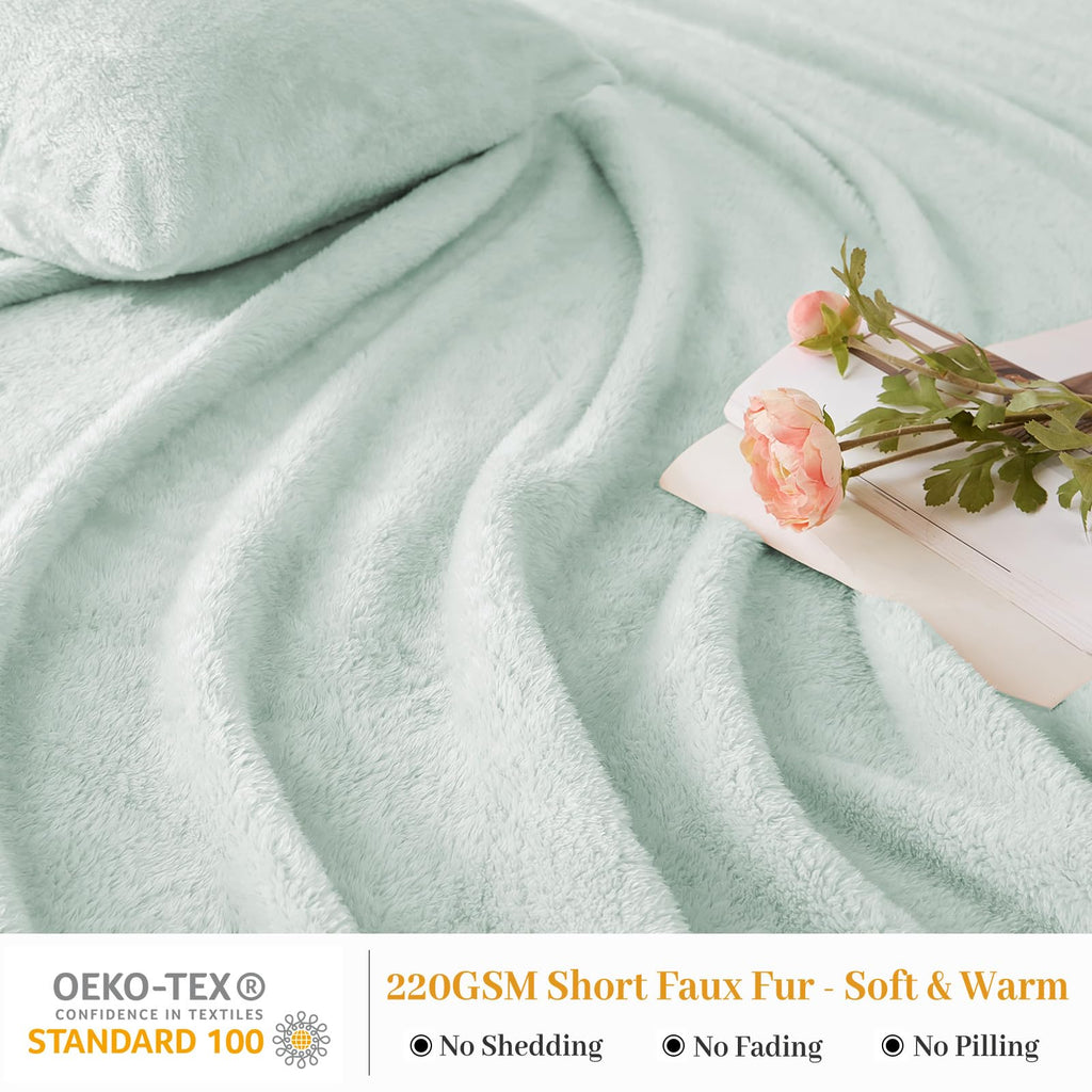 Faux Fur Pillow Cases Set of 2, Luxury Ultra Soft Fuzzy Pillowcases, Fluffy Plush Velvet Pillow Covers with Zipper, Cozy Warmth and No Shedding