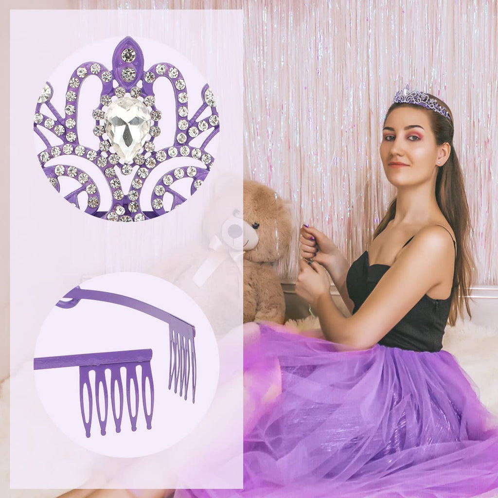 Princess Crystal Tiara Crown Headband Elegant Crown With Combs