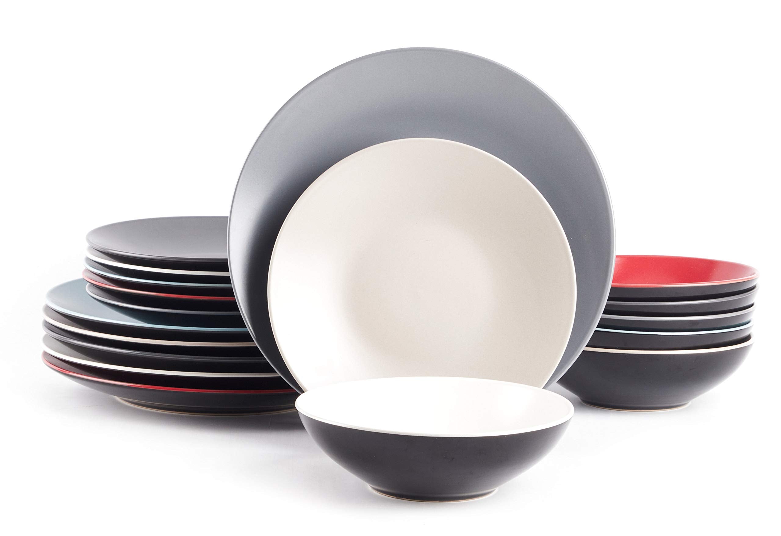 Stoneware Two-Tone Colors Life 12pc Dinner Set