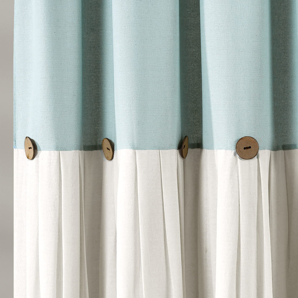 Lush Decor Linen Button Shower Curtain, 72" W x 72" L, Fabric Shower Curtains