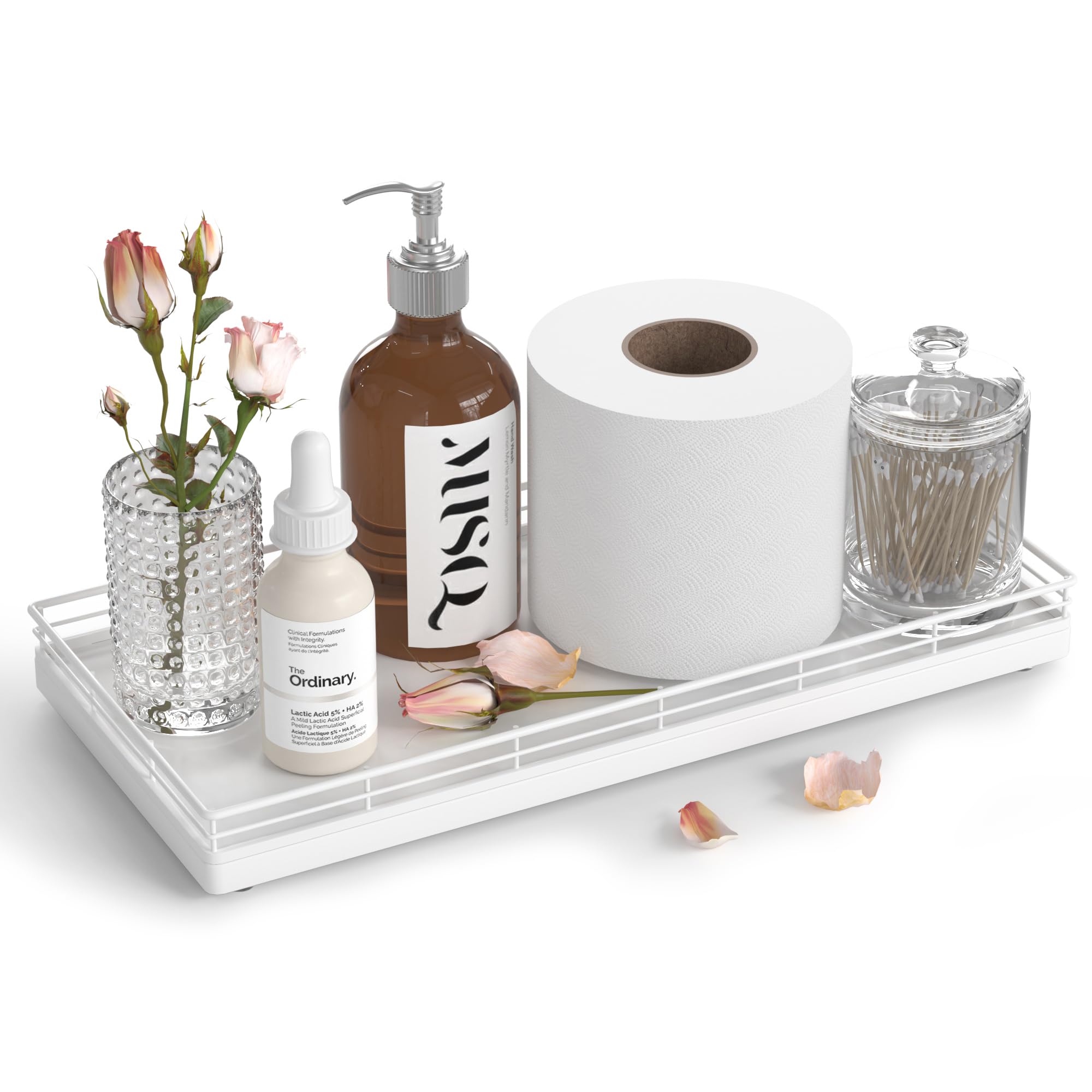 Vanity Tray for Jewelry Candle Makeup Perfume Holder Toilet Tank Tray Soap Cologne Organizer