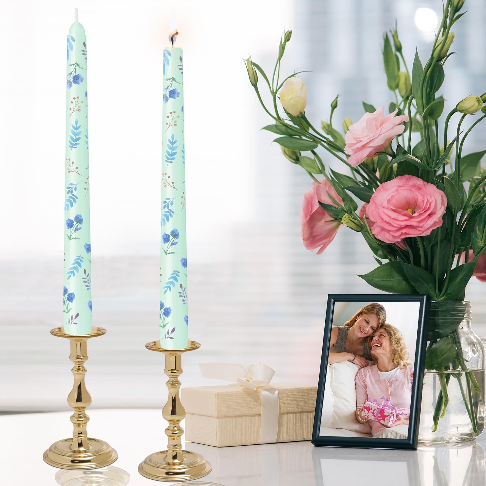 Smokeless Dripless Long Candlesticks, Unscented Tapered 10-Inch