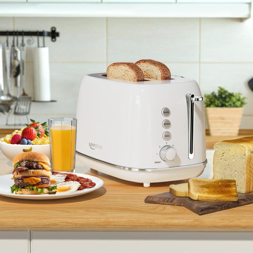 Toaster 2 Slice Stainless Steel with 6 Bread Shade Settings, Retro Toaster with Extra Wide Slot