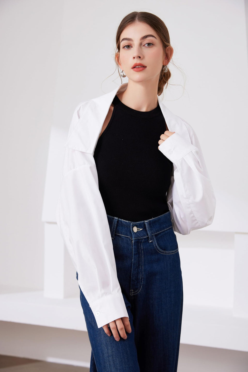 Fake Collar Long Sleeves Detachable Blouse False Collar Half Shirt Blouse Collar