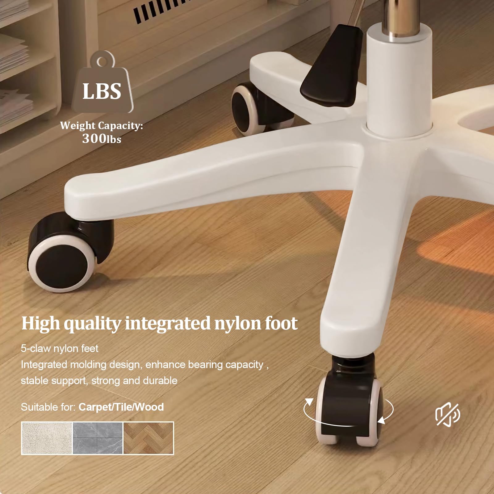 Small Desk Chair Round Rolling Chair with Back PU Leather Height Adjustable Swivel Vanity Work Computer Stool Chair