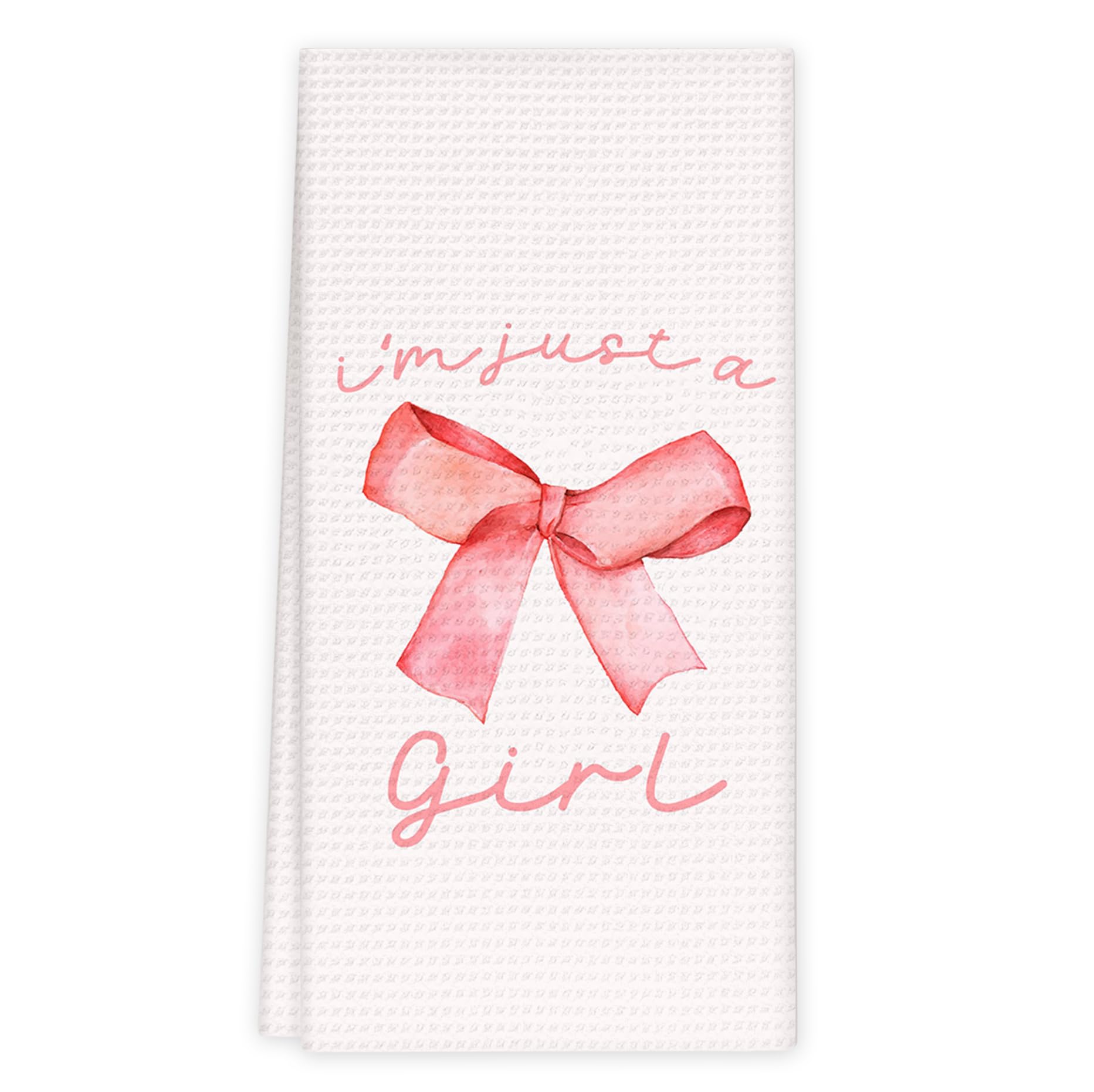 Girly Pink Bow Coquette Preppy Towel, 16x24 Inch