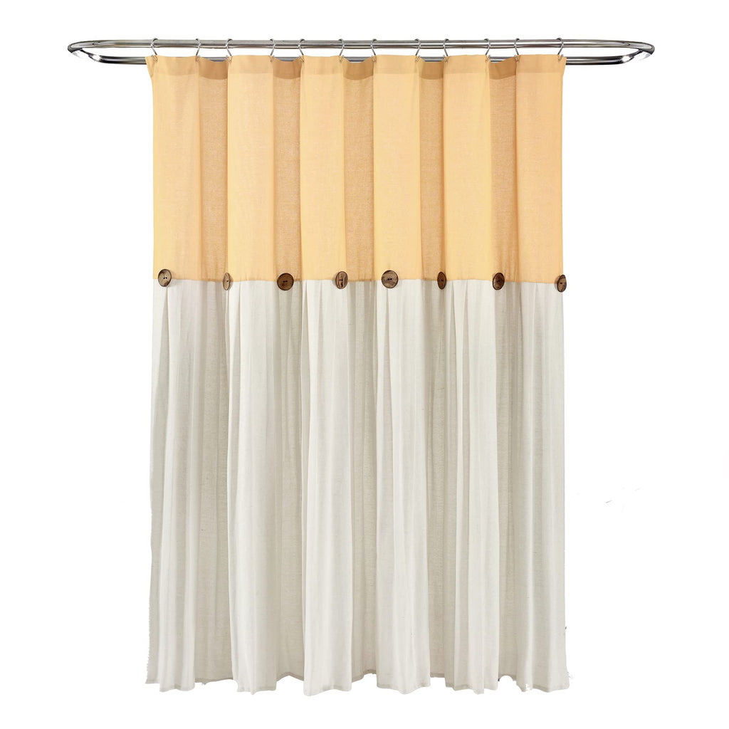 Lush Decor Linen Button Shower Curtain, 72" W x 72" L, Fabric Shower Curtains
