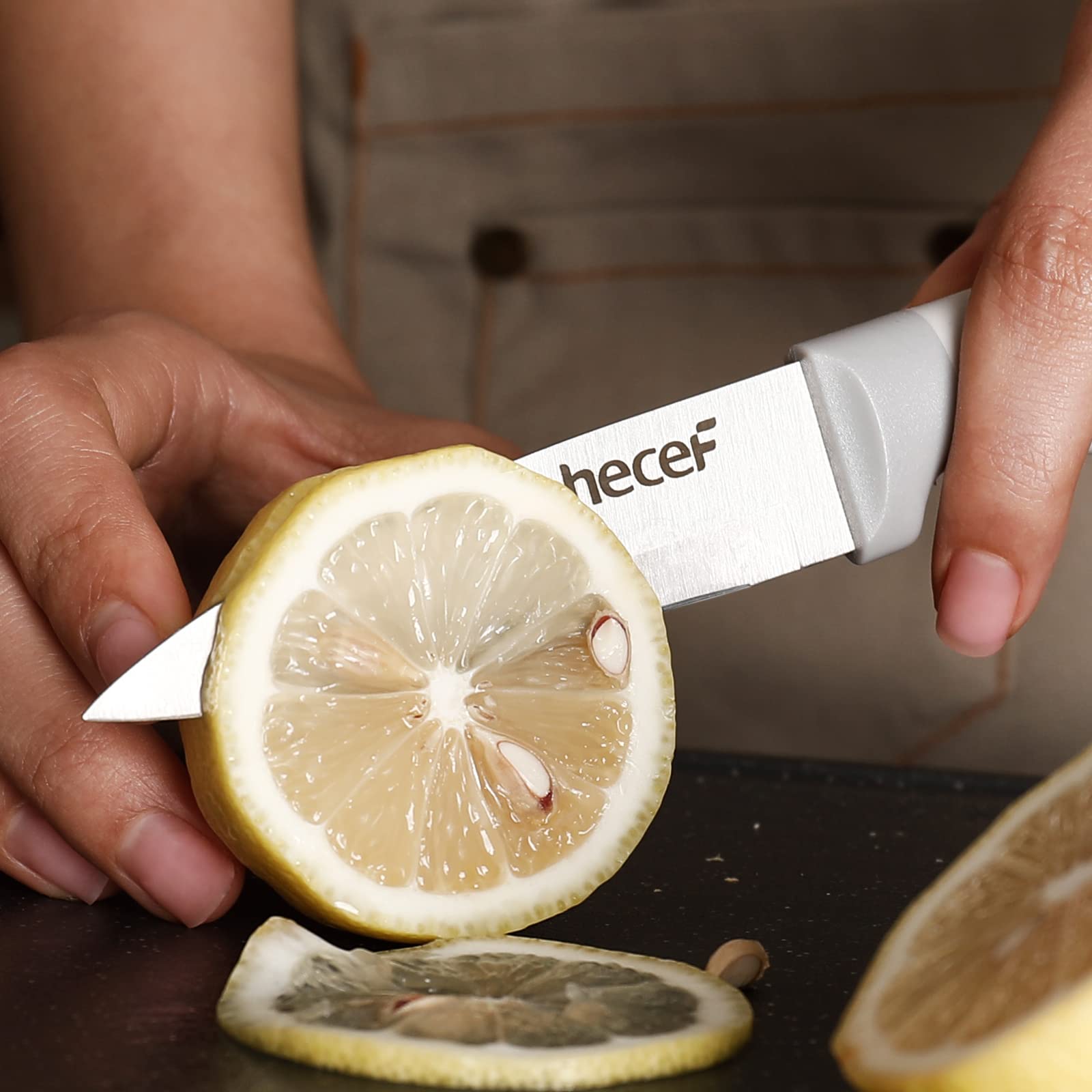 Kitchen Knife Block Set, 14 Pieces Knife Set with Wooden Block & Sharpener Steel & All-purpose Scissors, High Carbon Stainless Steel Cutlery Set