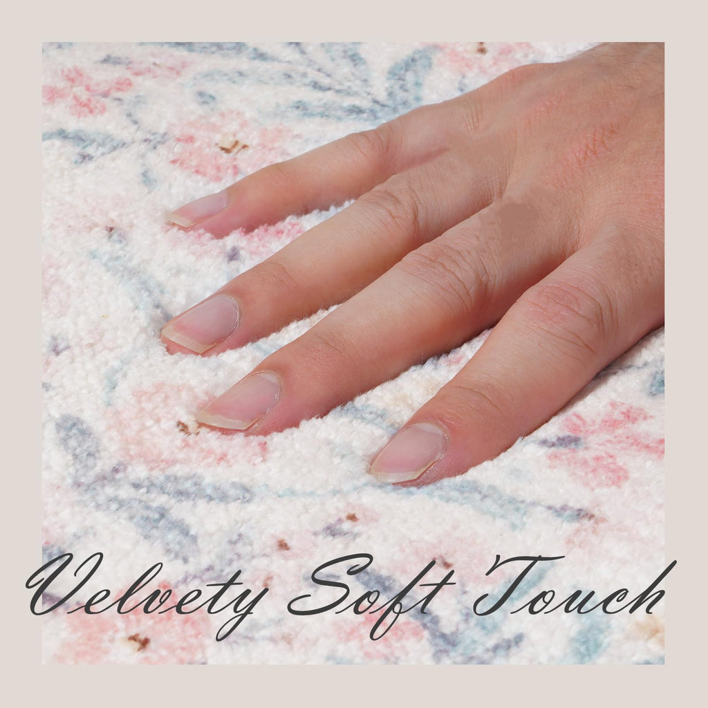 New Boho Floral Bath Rugs, Non Slip Washable Bathroom Rugs Fit Under Door, Ultra Soft and Absorbent Bath Mat