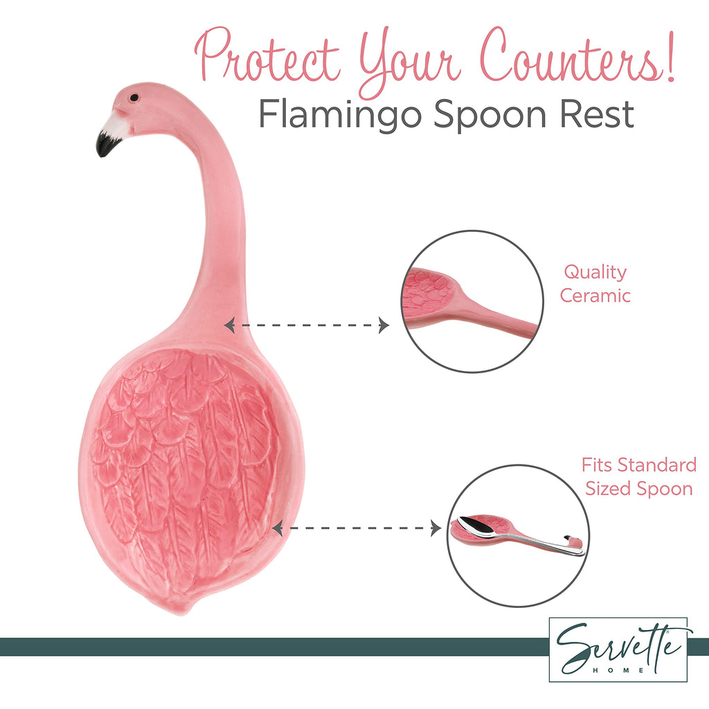 Pink Flamingo Spoon Rests for Kitchen - Set of 2