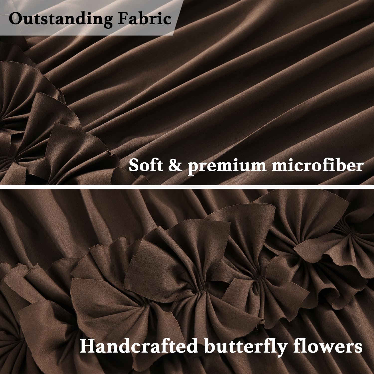 Victorian Bow Tie Ruffle Shower Curtain, with 12 Buttonholes, 72" W x 72" H, White (LQ-10)