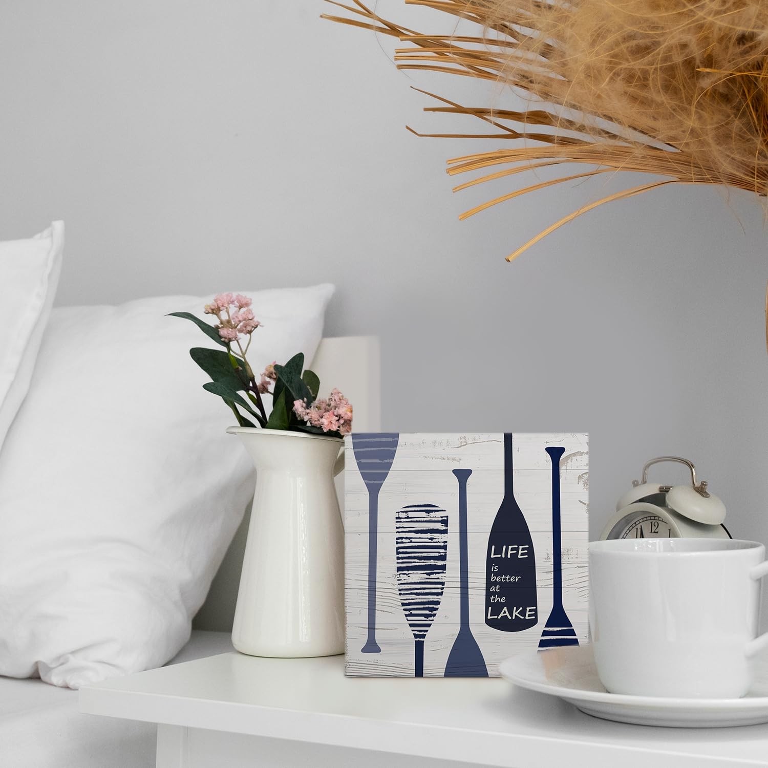 Coquette Pink Bow Champagne Wooden Box Sign, 5x5 Inch