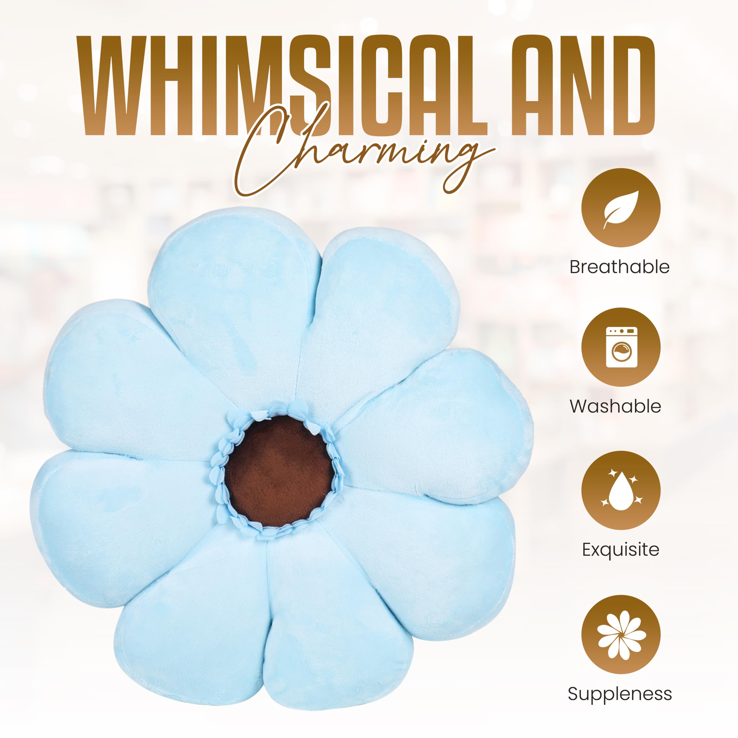 Gerbera Daisy Cute Preppy Flower 17-inch Pillow, Ultra Soft Hand-Stitched Premium Plush Fabric, Decorative Accent Throw Pillow, (Sunset Pink)